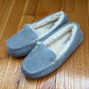 UGG Cream and Gray Ansley Plush Slippers